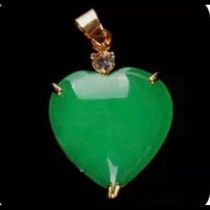 Jade heart necklace, Heart Shape Chinese Green Jade Necklace